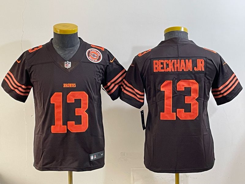 Youth 2025 Nike Cleveland Browns #13 Beckham jr brown Retro Limited NFL Jersey style 03->youth nfl jersey->Youth Jersey